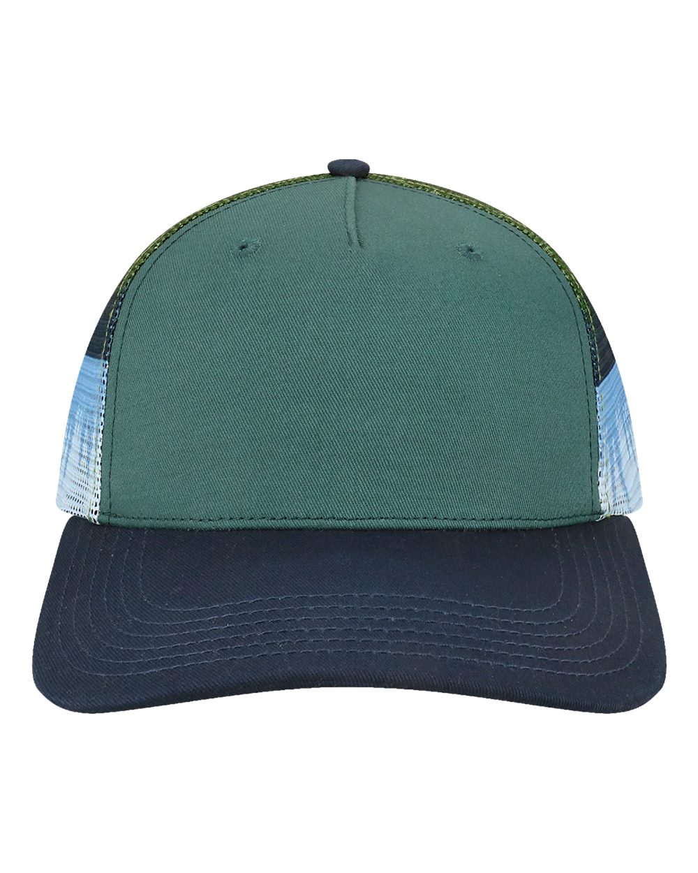 Locale 5ptkrs Plain Front Five-panel Trucker Cap - Deep Teal Lake Moonrise Navy