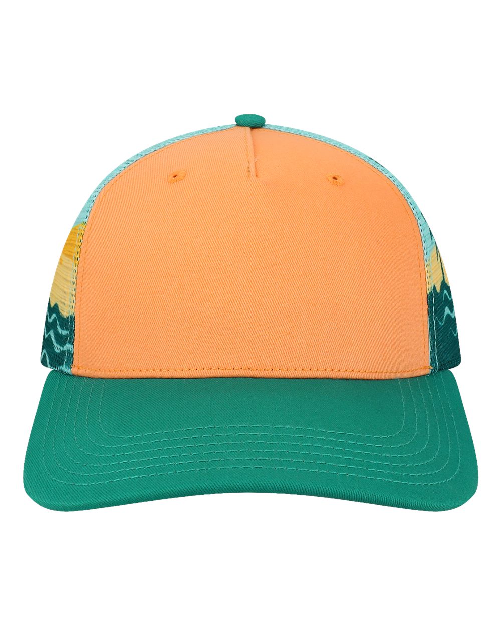 Locale 5ptkrs Plain Front Five-panel Trucker Cap - Peach Palms Beach Dunes Teal