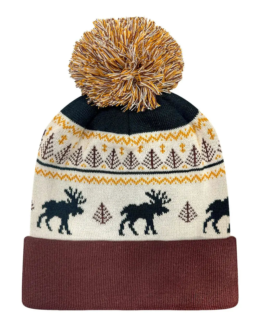 Locale Grndsr Grand Recycled Beanie - Fairisle Moose Brown - one Size Fits Most