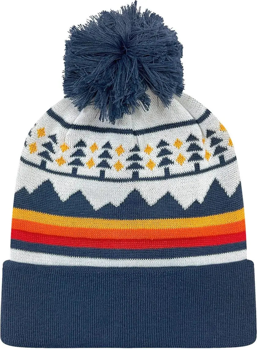 Locale Grndsr Grand Recycled Beanie - Trees Peaks Navy - & / one Size Fits Most
