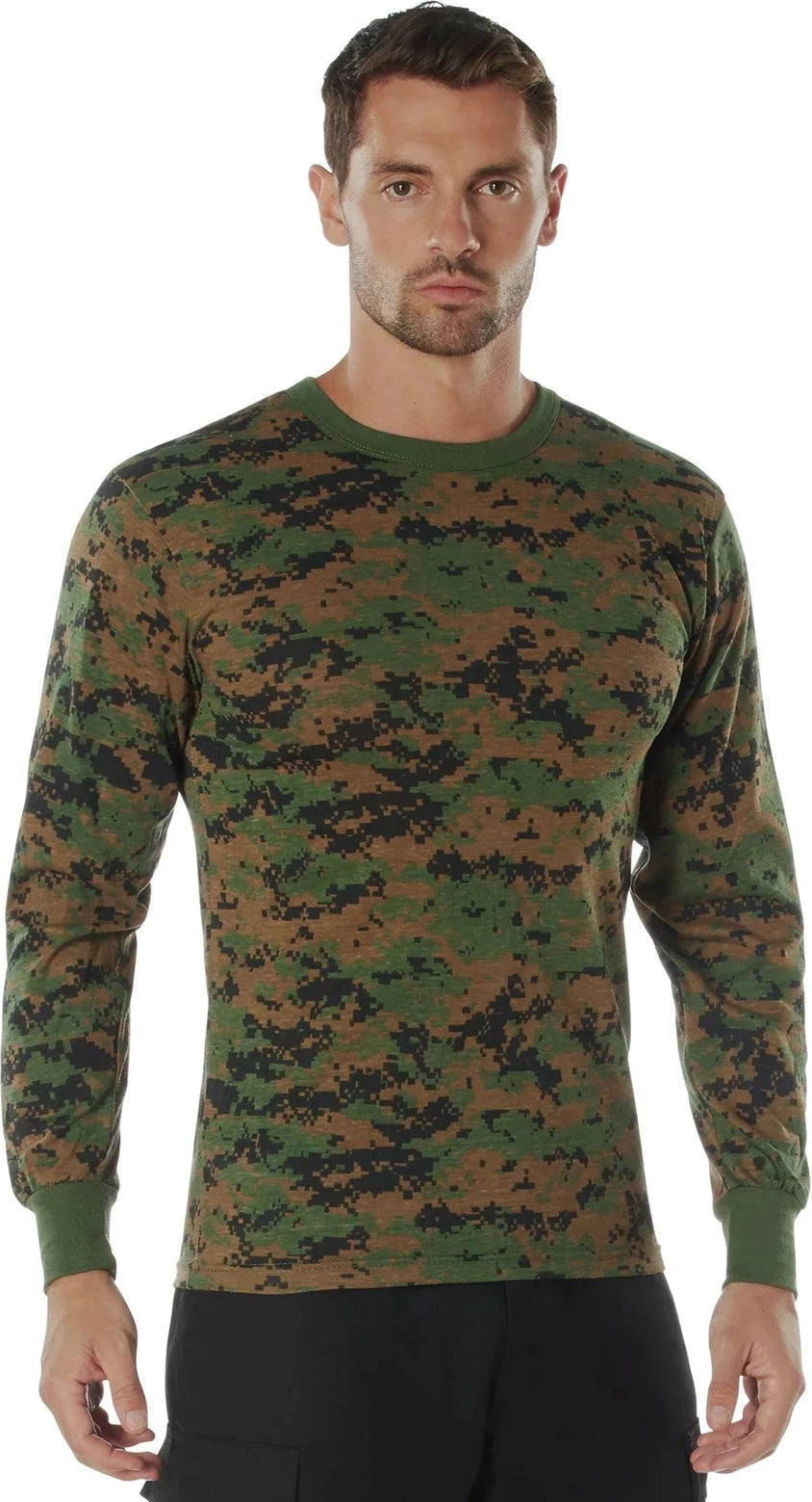 Long Sleeve Digital Camo T-shirt - Woodland / s