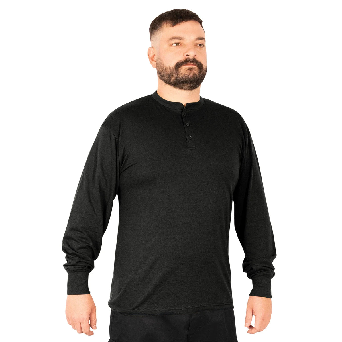 Long Sleeve Henley T-shirt - Black / s