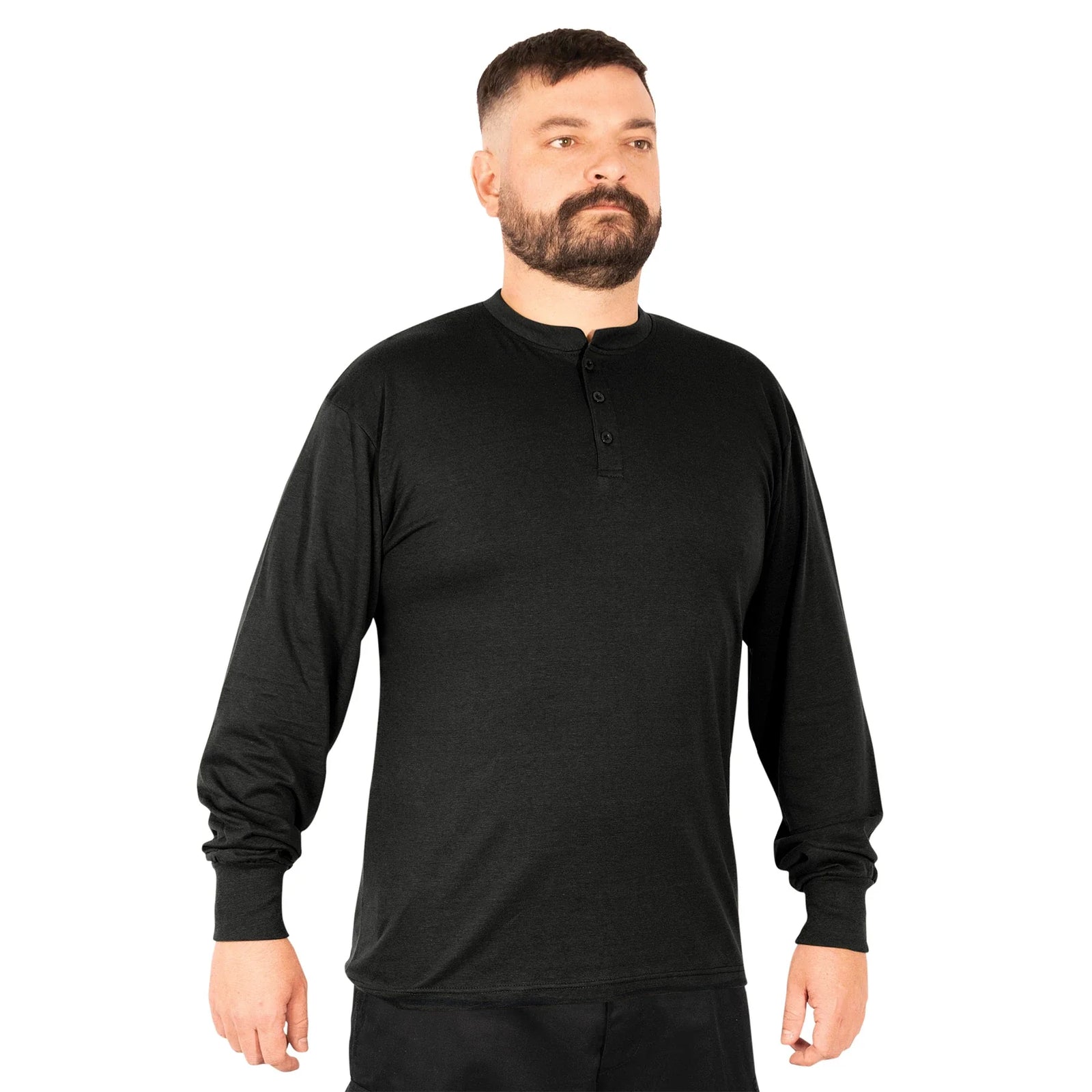 Long Sleeve Henley T-shirt - Black / s