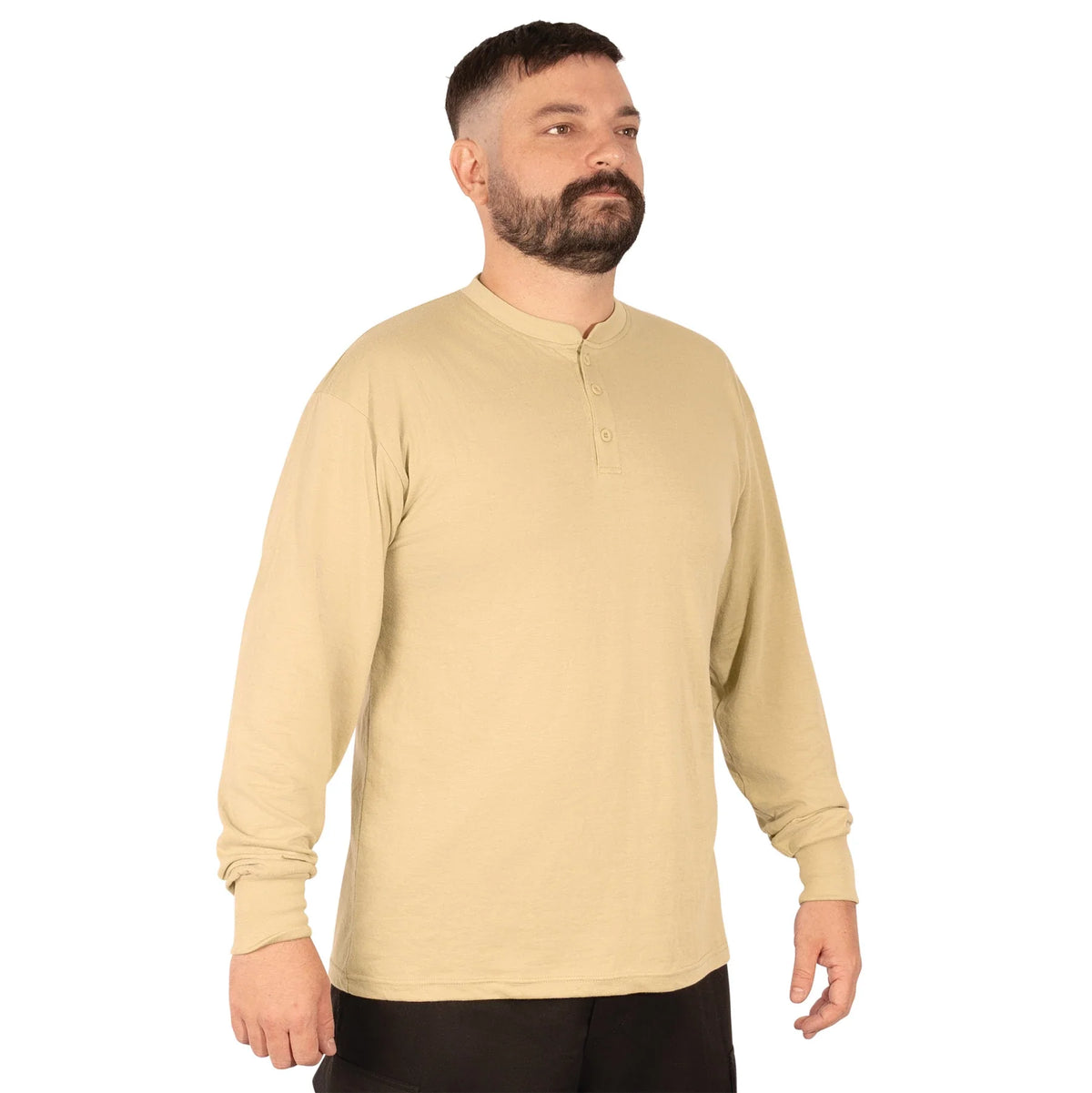 Long Sleeve Henley T-shirt - Desert Sand / s