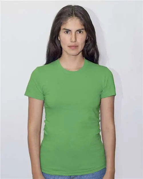 Los Angeles Apparel 21002 Usa-made Women’s Fine Jersey T-shirt - Grass Green - Ladies s