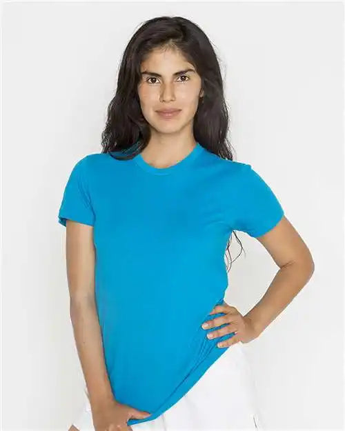 Los Angeles Apparel 21002 Usa-made Women’s Fine Jersey T-shirt - Teal - s