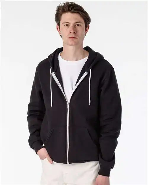 Los Angeles Apparel F97 Usa-made Flex Fleece Full-zip Hooded Sweatshirt - Black - Xs