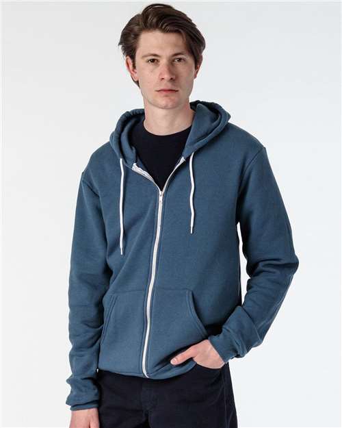 Los Angeles Apparel F97 Usa-made Flex Fleece Full-zip Hooded Sweatshirt - Sea Blue - Adult Xs