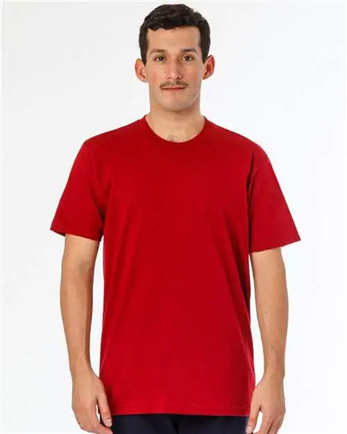 Los Angeles Apparel Ff01 Usa-made 50/50 Poly/cotton T-shirt - Heather Red - Adult Xs