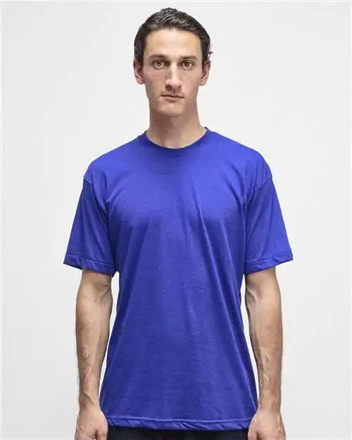 Los Angeles Apparel Ff01 Usa-made 50/50 Poly/cotton T-shirt - Lapis - Xs