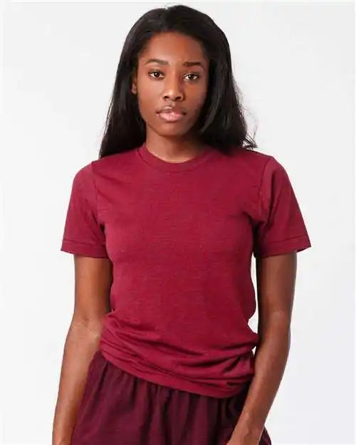 Los Angeles Apparel Tr01 Usa-made Triblend T-shirt - Tri-cranberry - Xs