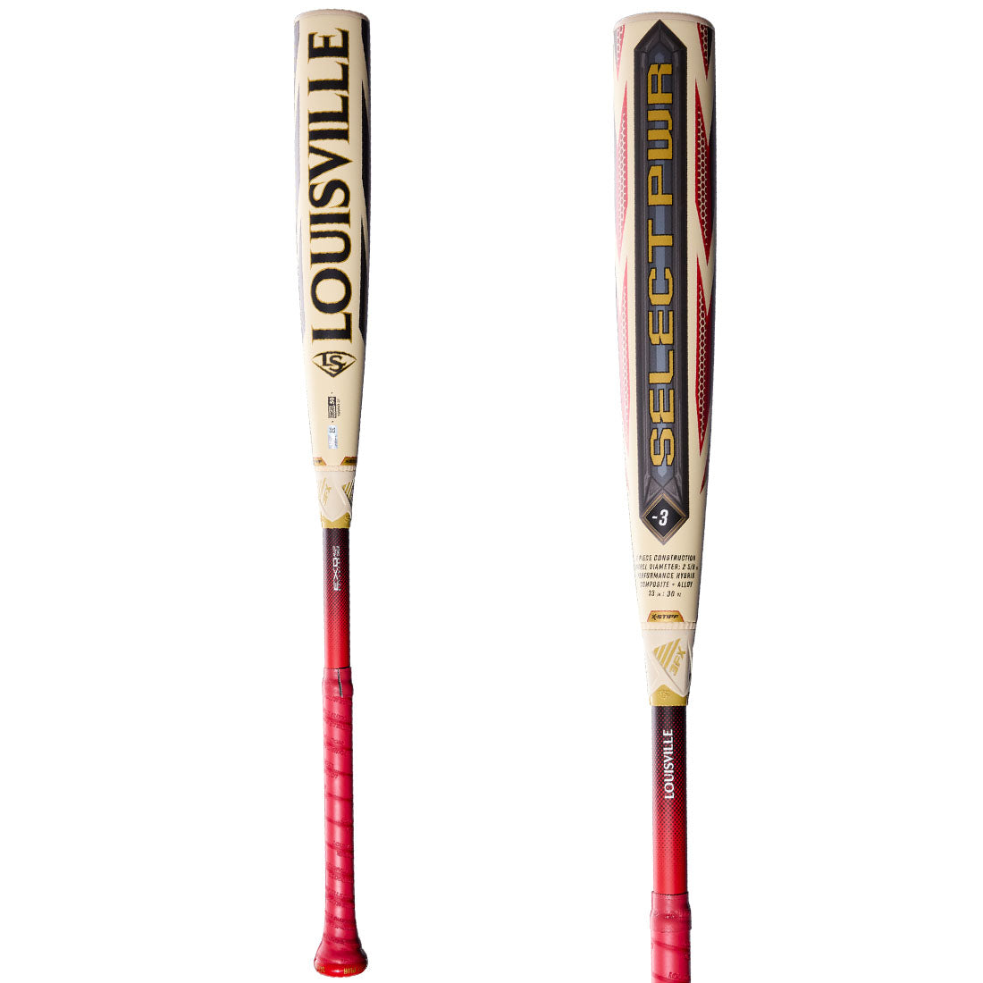 Louisville Slugger 2027 Select Pwr (-3) Bbcor Bat Wbl4247010 - Ivory Red