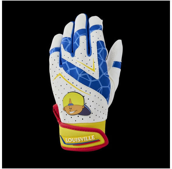 Louisville Slugger Backyard Baseball Pablo Sanchez Youth V2 Batting Gloves Wb5782101 - White Navy Light Gold