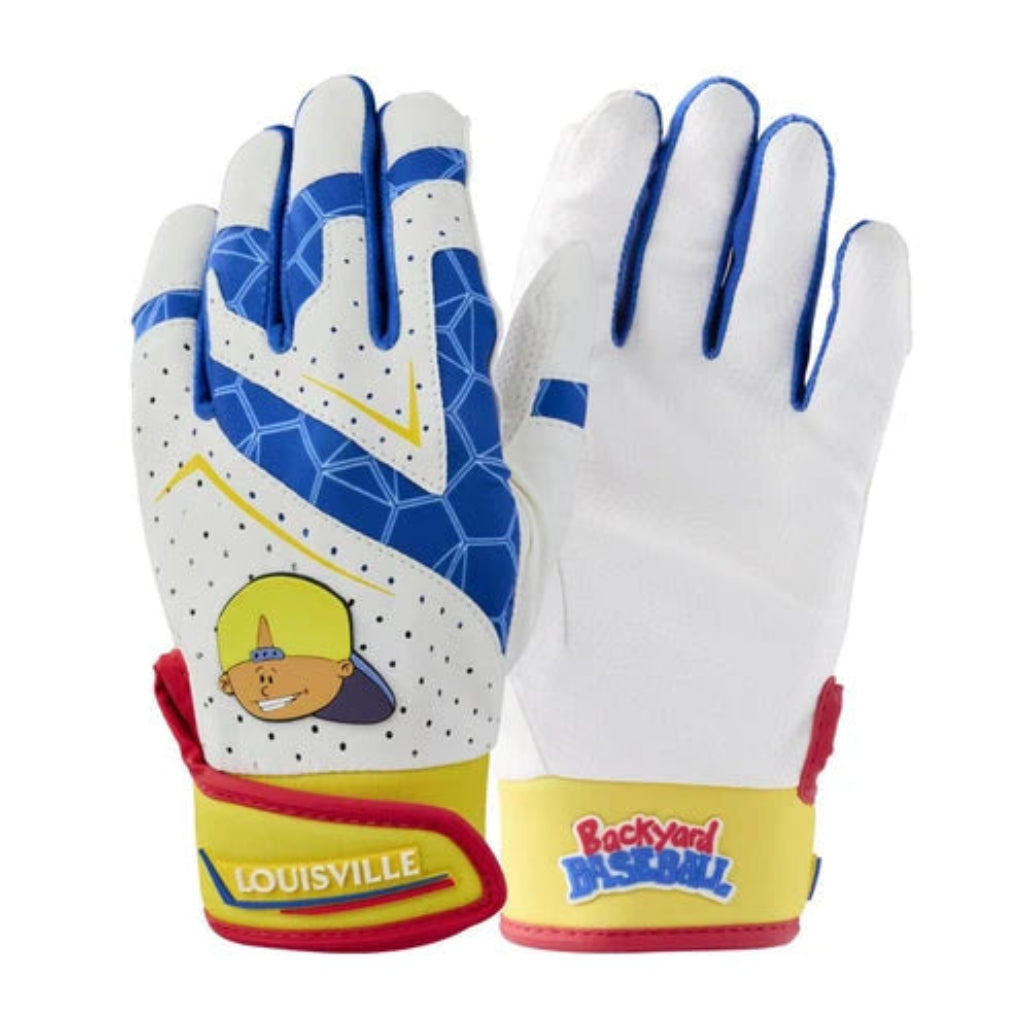 Louisville Slugger Backyard Baseball Pablo Sanchez Youth V2 Batting Gloves Wb5782101 - White Navy Light Gold