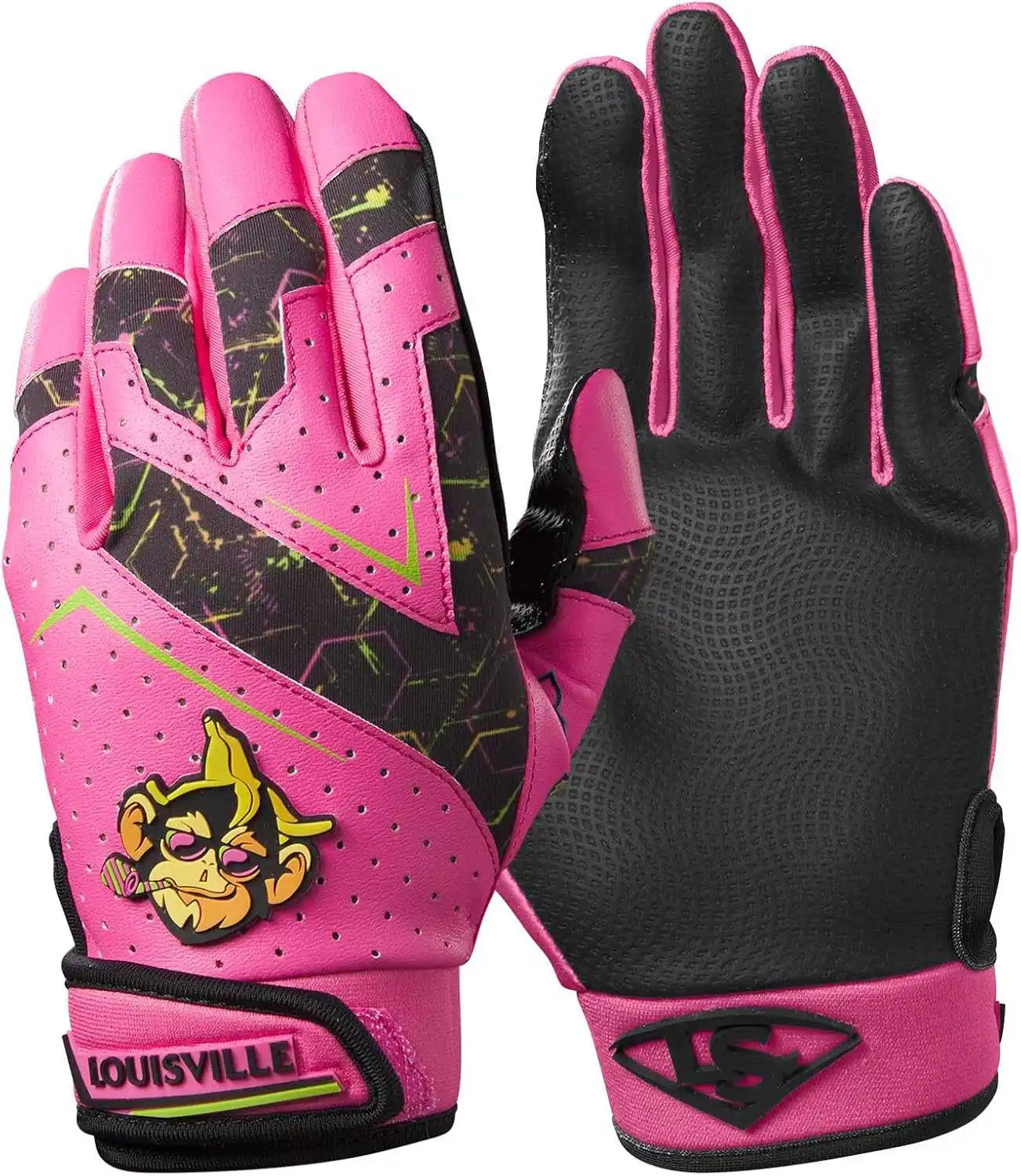 Louisville Slugger Party Animals Youth Genuine V2 Batting Glove - Pink Black