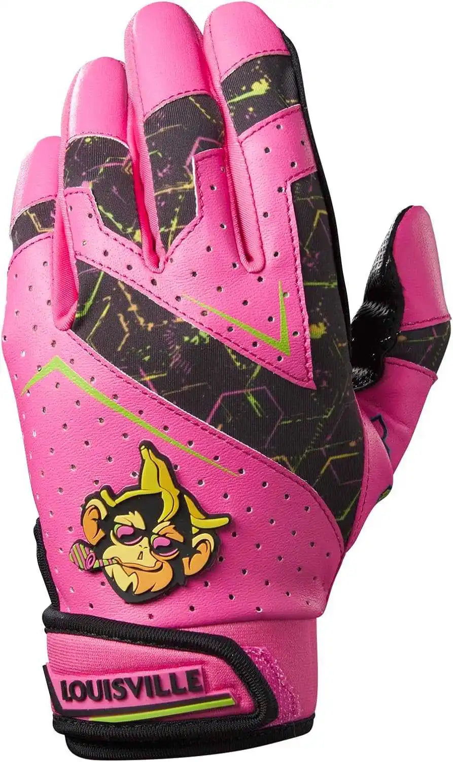 Louisville Slugger Party Animals Youth Genuine V2 Batting Glove - Pink Black