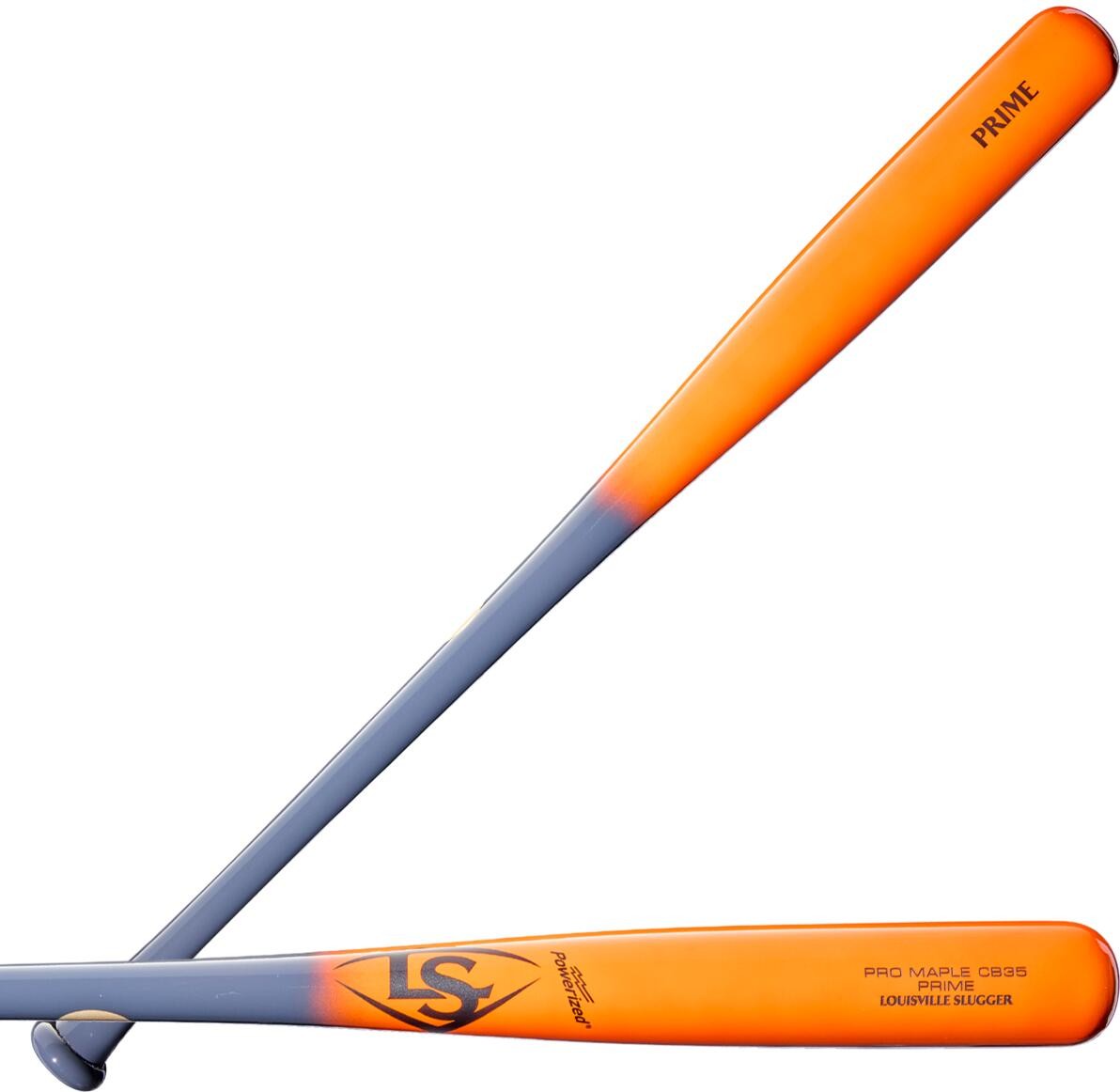 Louisville Slugger Pro Prime CB35 Maple Wood Baseball Bat WBL4154010 - Charcoal Neon Orange - HIT a Double - 1