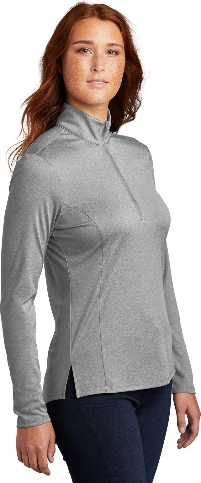 Lt Grey Hthr Sport-Tek Women's Endeavor 1/2-Zip Pullover. LST469