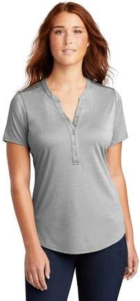 Lt Grey Hthr Sport-Tek Women's Endeavor Henley. LST468