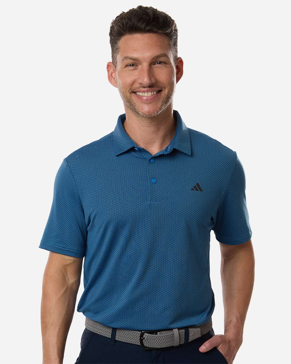 Lucid Ray Blue/ Black Men's Performance Textured Polo - A2024 plain
