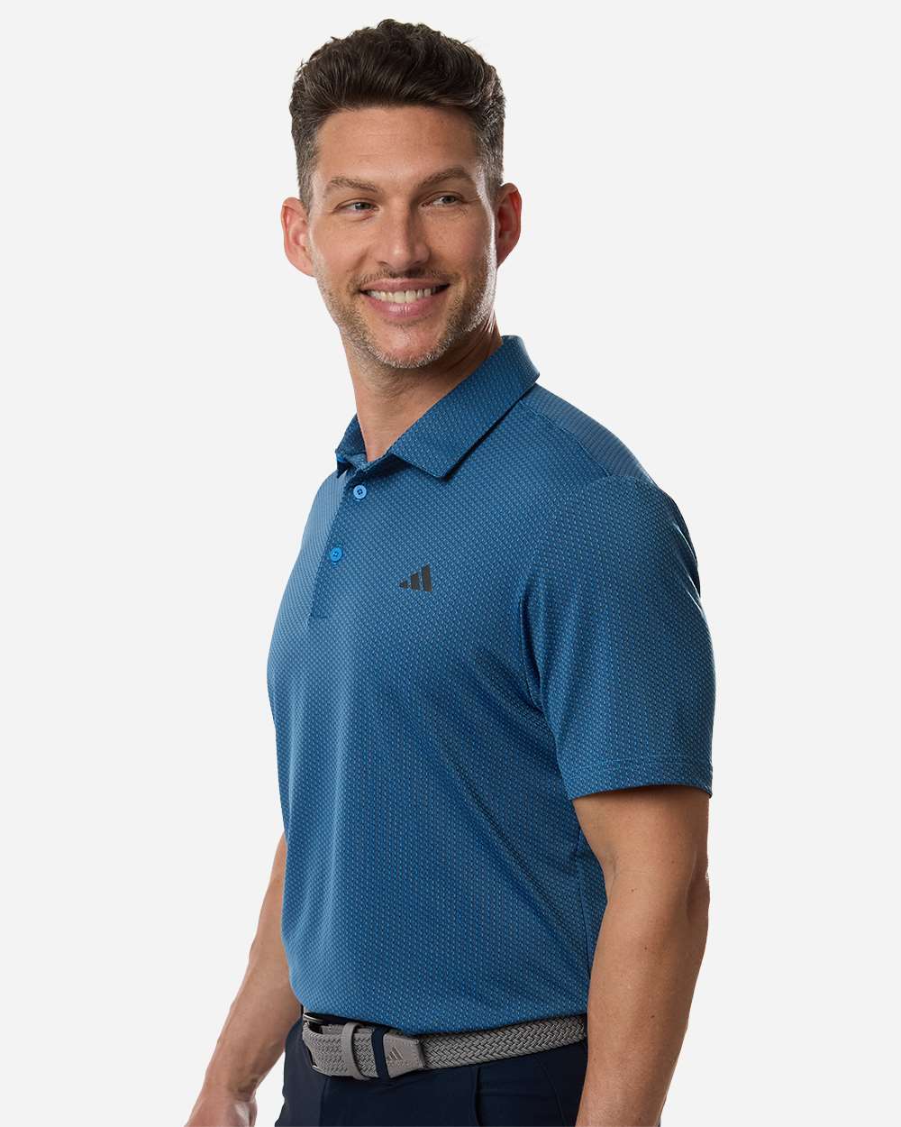 Lucid Ray Blue/ Black Men's Performance Textured Polo - A2024 plain