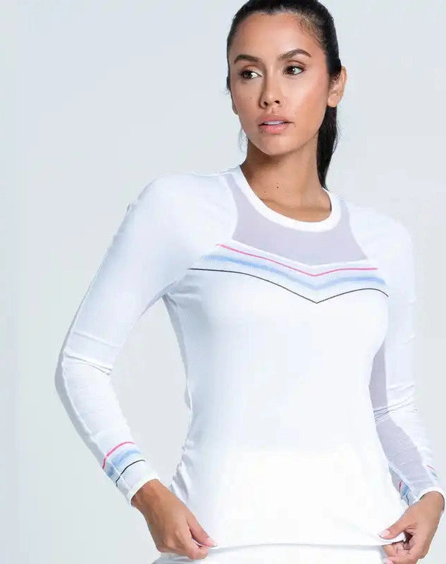Lucky in Love Blue Streak Long Sleeve Women’s White Powder Taffy