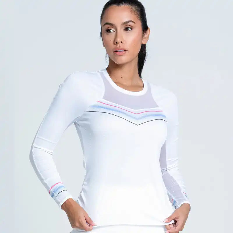 Lucky in Love Blue Streak Long Sleeve Women’s White Powder Taffy