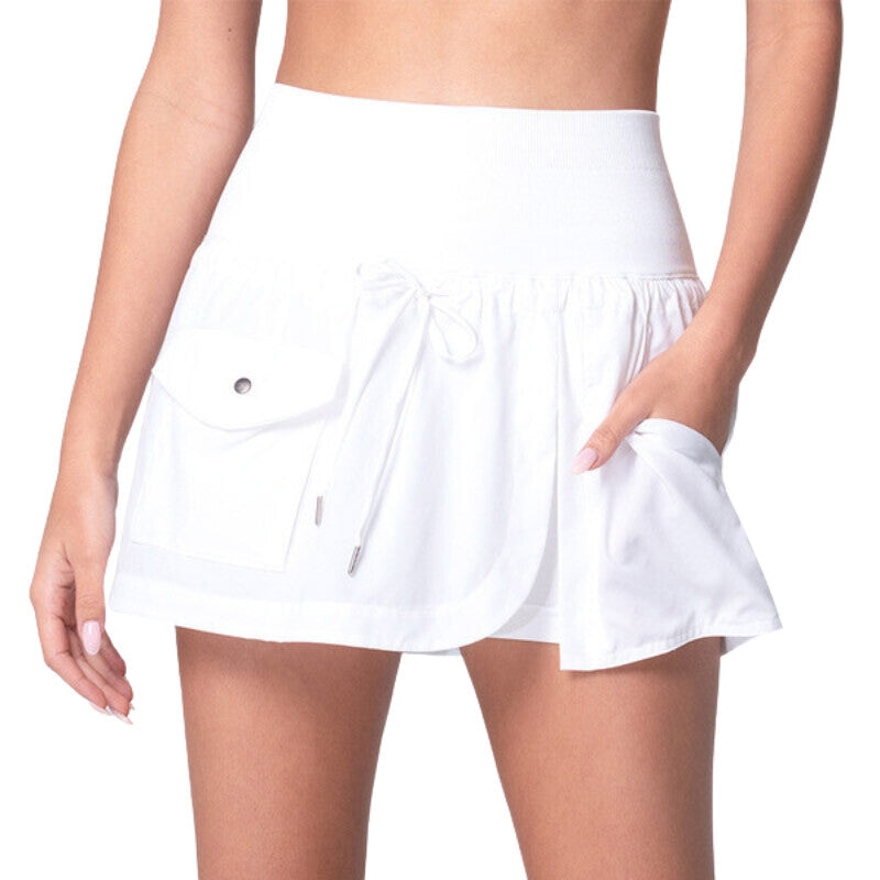 Lucky in Love Cargo Pocket Wrap Skirt 14’’ (white)
