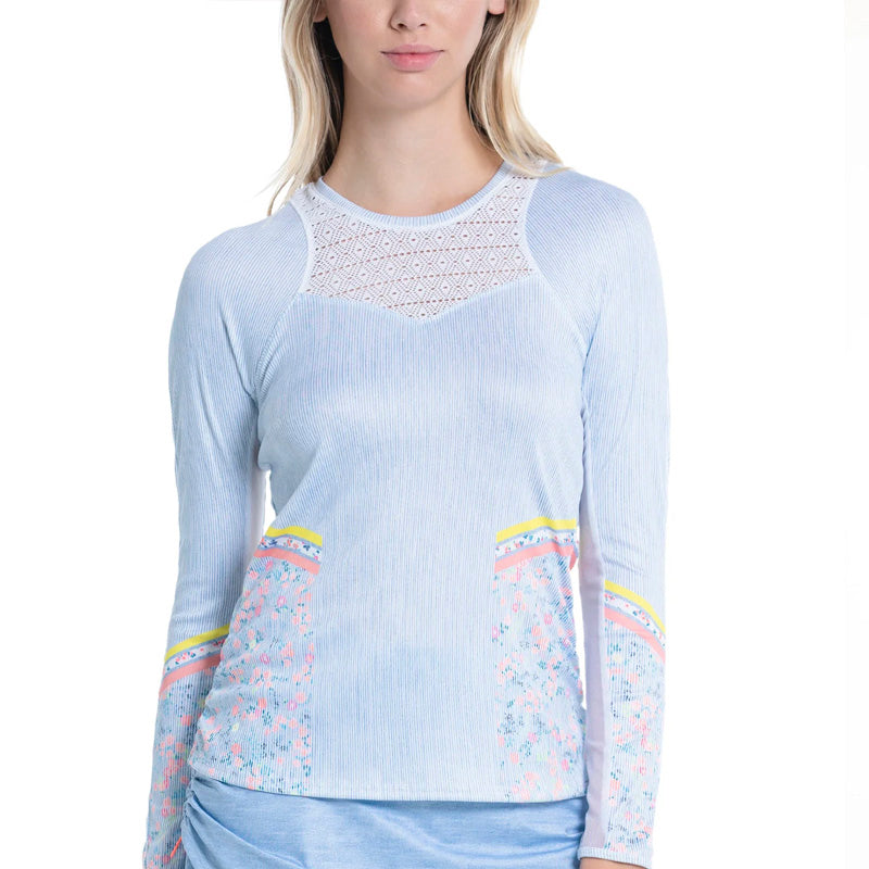 Lucky in Love Chambray Blossom Long Sleeve - Blu / Xs
