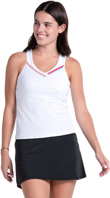 Lucky in Love Glow Stripe Tank Women’s - White Midnight Pink