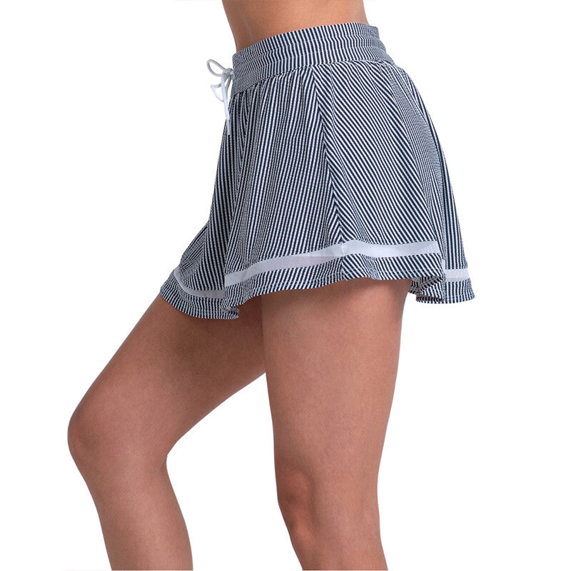 Lucky in Love High Waist Seersucker Skirt (w) (midnight)