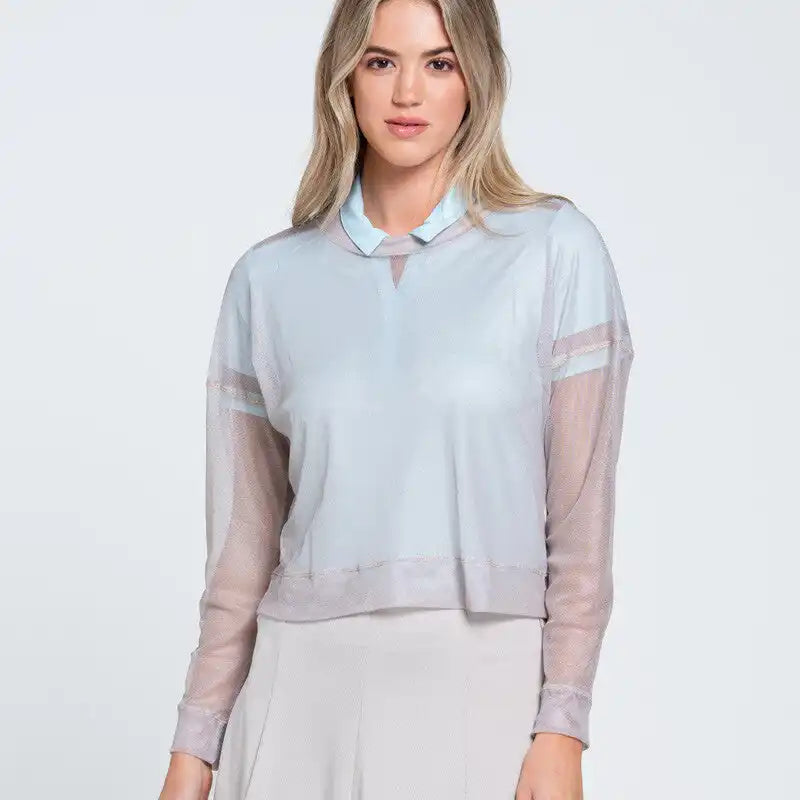Lucky in Love Hype Mesh Long Sleeve Beige