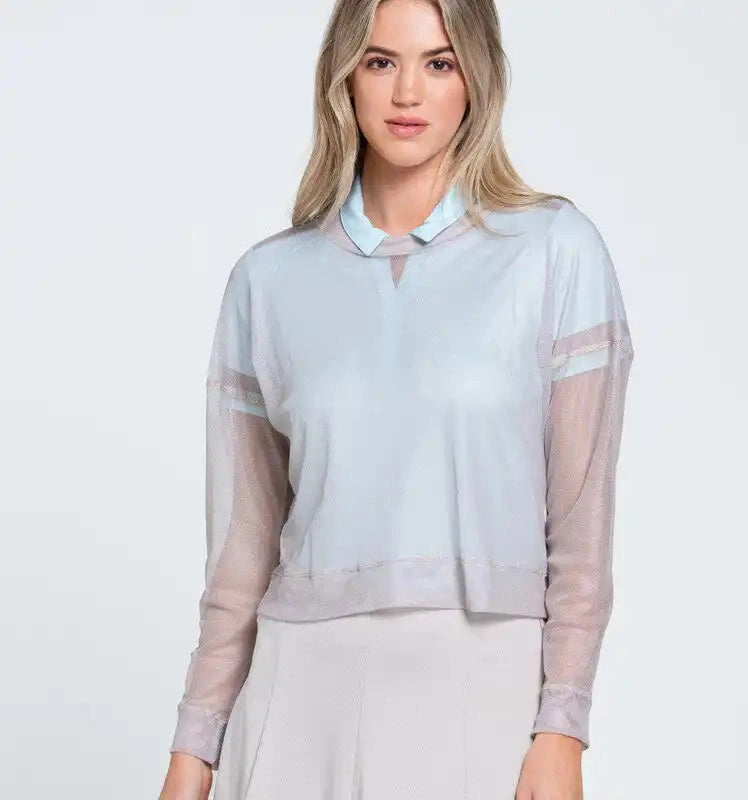 Lucky in Love Hype Mesh Long Sleeve Beige