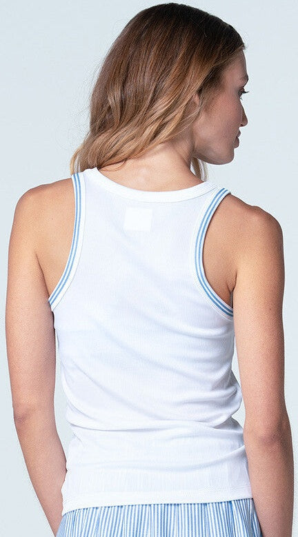 Lucky in Love Linen Streak Tank (white)