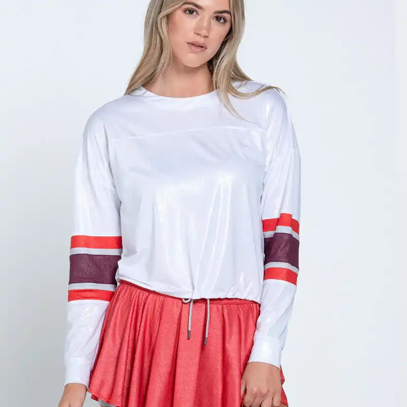 Lucky in Love Metallic Long Sleeve - Silver Maroon Crimson