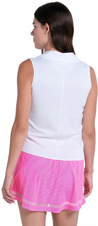 Lucky in Love Piped Birdie Polo Tank (w) (white/navy)