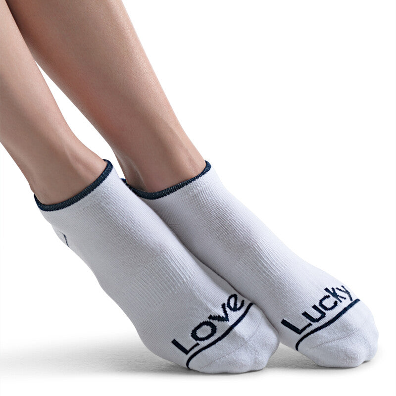 Lucky in Love Pom Low Cut Socks (white) - Wht / Os