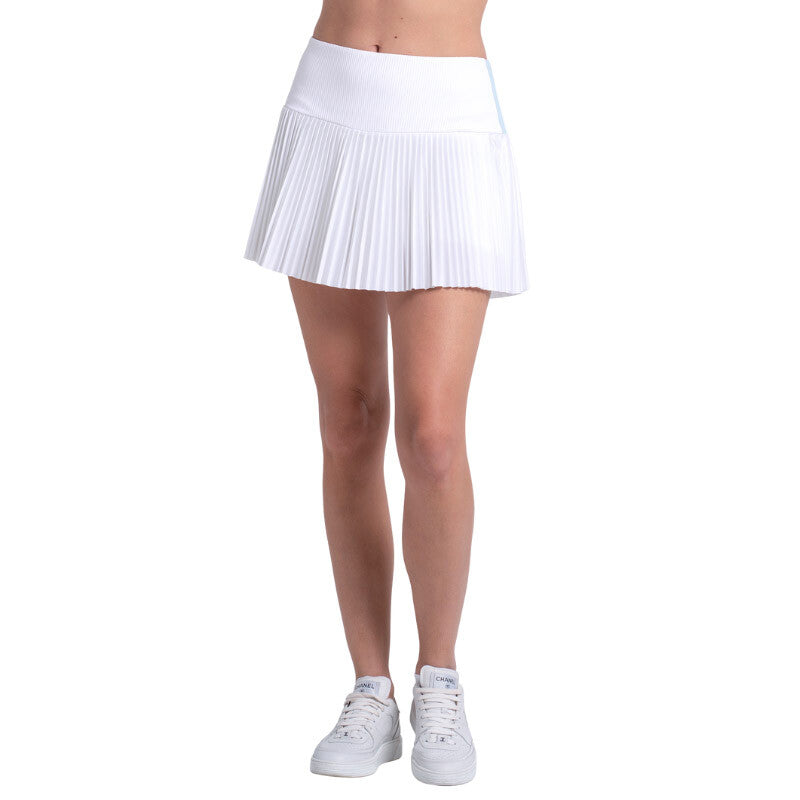 Lucky in Love Racer Rib Pleated Skirt (w) (white)