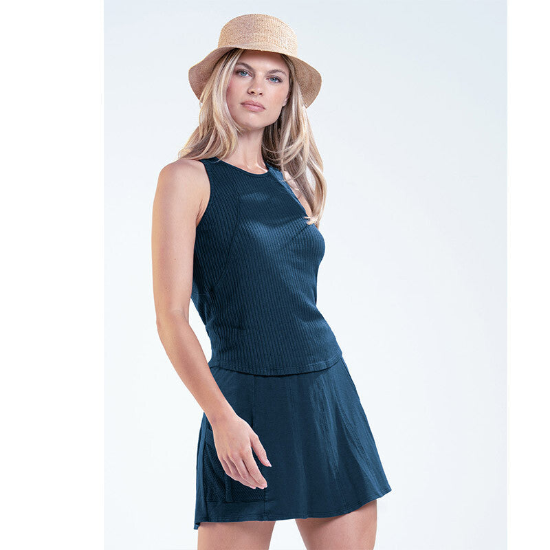 Lucky in Love Rib Breezy Tank (w) (heather Grey)