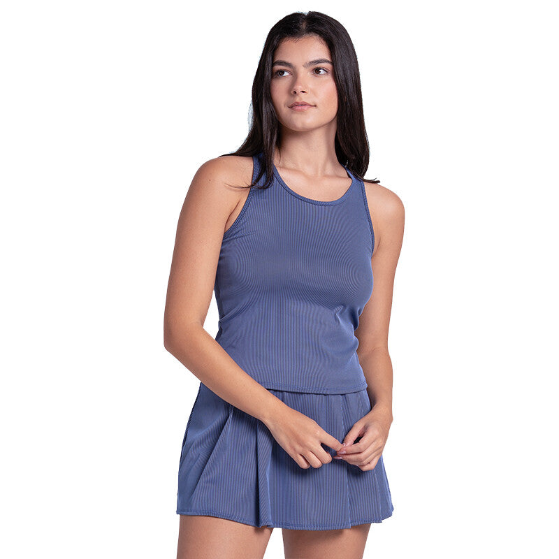 Lucky in Love Rib Sport Cord Tank (w) - Blu / Xs