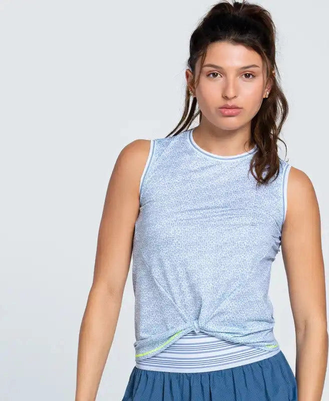 Lucky in Love Steel Cut Twist Front Tank Blue / Ladies l