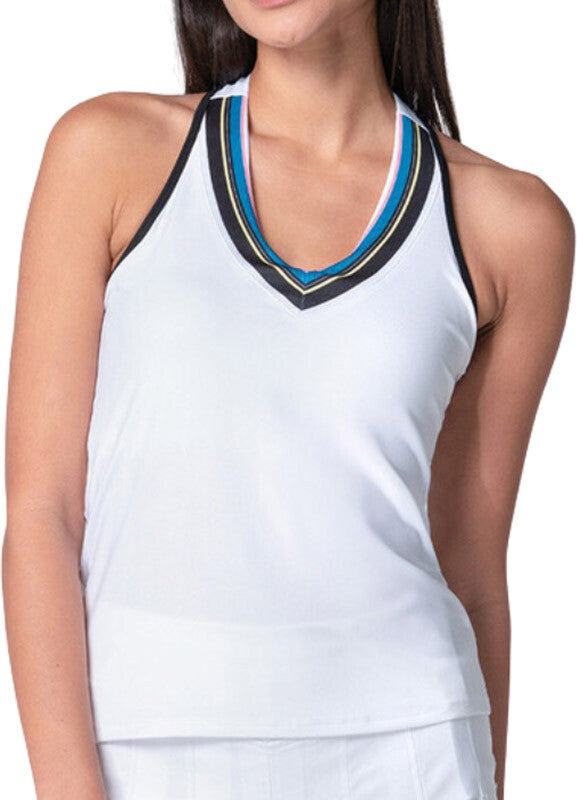 Lucky in Love Stripe Hype Tank W/ Bra Women’s - White