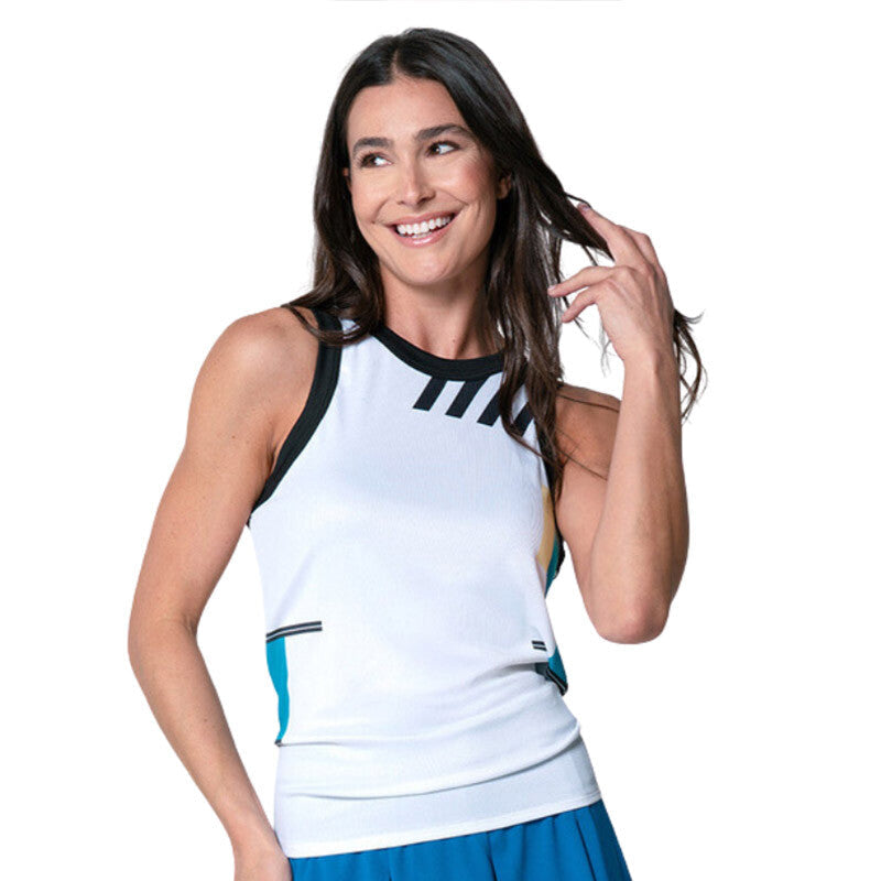 Lucky in Love Stripe it Up Tie Back Tank (white)