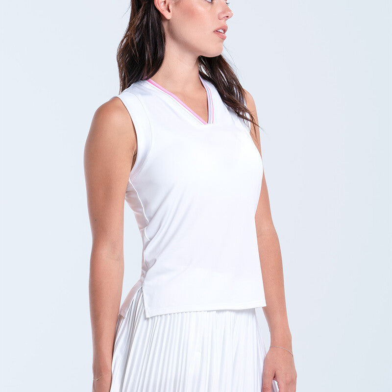 Lucky in Love Weave it to me V-neck Tank (w) (white)