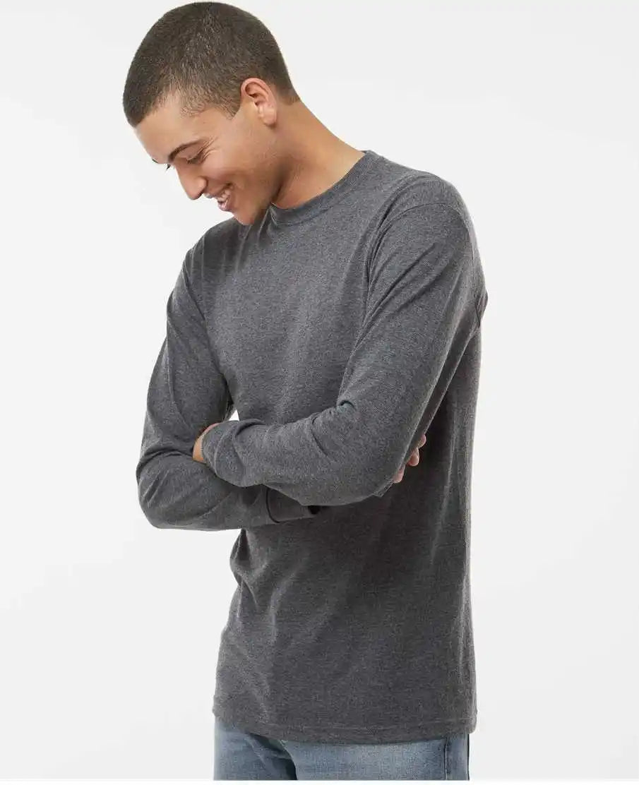 M&o 4820 Gold Soft Touch Long Sleeve t Shirt Dark Heather