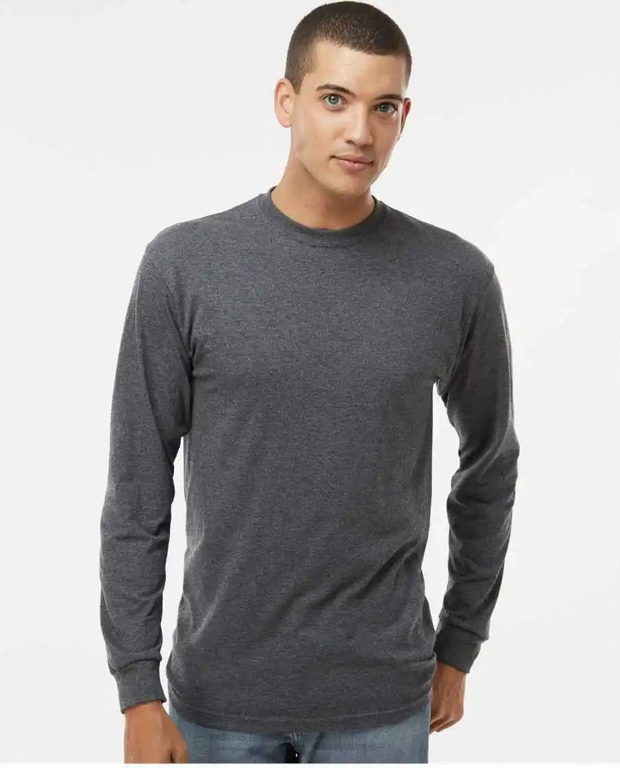 M&o 4820 Gold Soft Touch Long Sleeve t Shirt Dark Heather