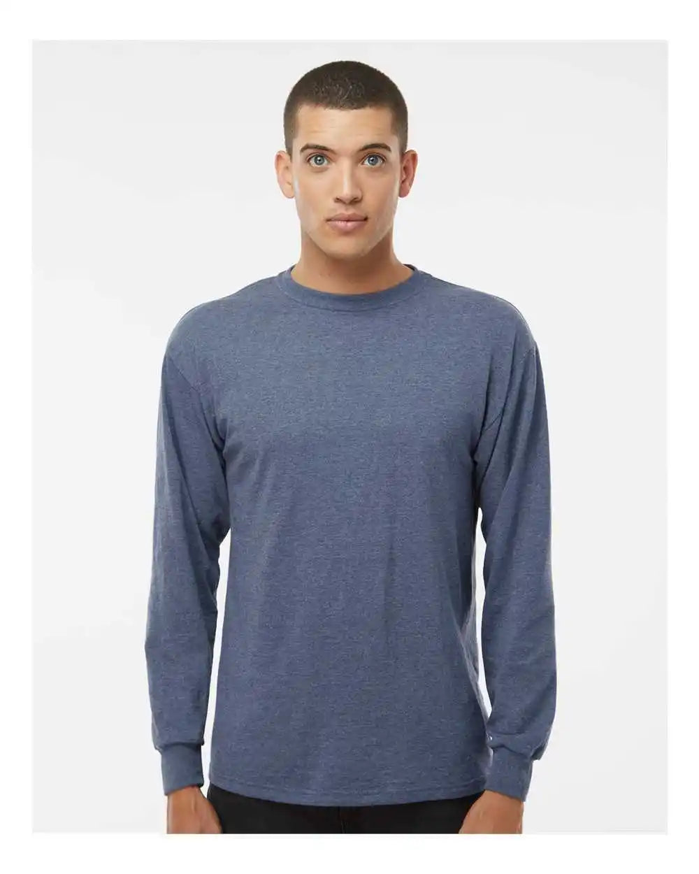 M&o 4820 Gold Soft Touch Long Sleeve t Shirt Heather Navy