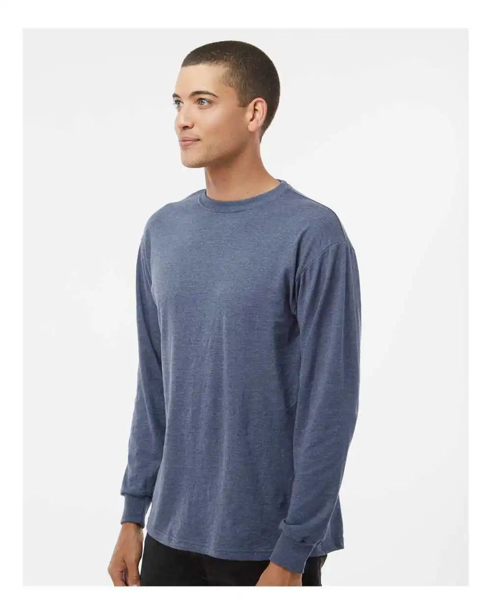 M&o 4820 Gold Soft Touch Long Sleeve t Shirt Heather Navy