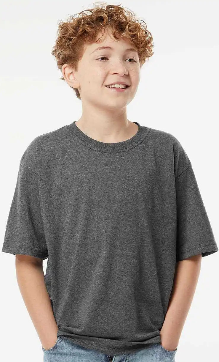 M&amp;o 4850 Youth Gold Soft Touch T-shirt - Dark Heather