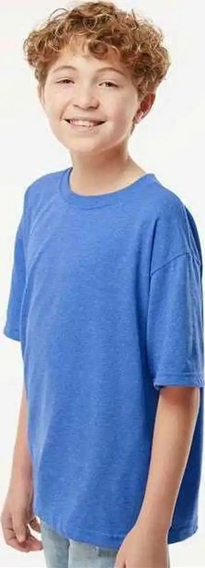 M&amp;o 4850 Youth Gold Soft Touch T-shirt - Heather Royal